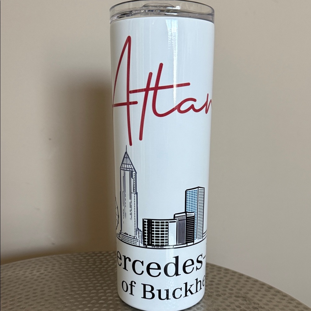 NWT Mercedes Benz Atlanta Skyline Stainless Steel Tumbler - White and Red